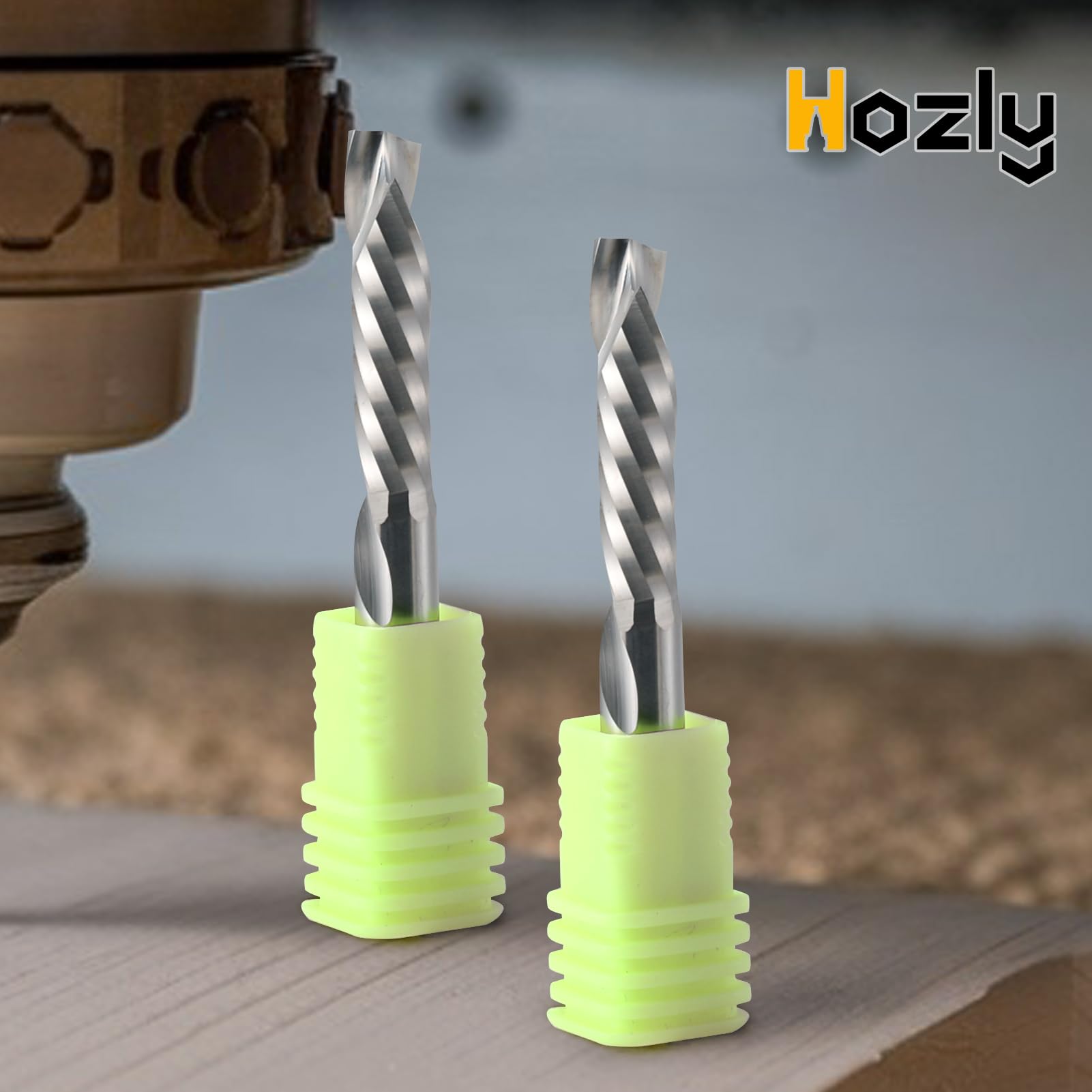 EU_HOZLY 3,175mm Einzellicht Komposit Fräser，1 Fräser UP&DOWN Cut Spirale Router Bit，3.175mm (1/8") Schaft,22mm Schnittlänge, 45mm Gesamtlänge CNC Fräser Bit Holz 10 Stück(3.175 * 22 * 45)