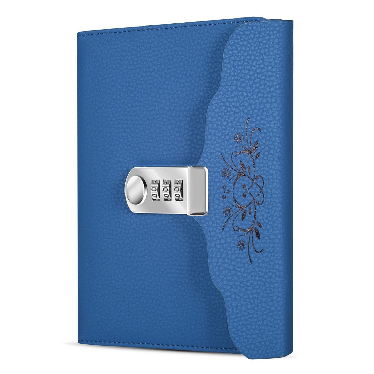 ARRLSDB Lock Diary Leather Journal Writing Notebook Planner Organizer Digital Password Notebook Locking Personal Diary (Blue)