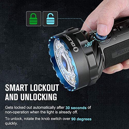 OLIGHT Marauder Mini LED Torch Super Bright 7000 Lumen 600 Metres Rechargeable With Spotlight And Floodlight, 3 Types Of Coloured LEDs With Distance - View #4