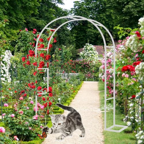 Arche de jardin pour plantes grimpantes et roses - Treillis métallique pour mariages et événements - 80 à 350 cm - Taille réglable - Élégante tonnelle en acier blanc pour décoration extérieure