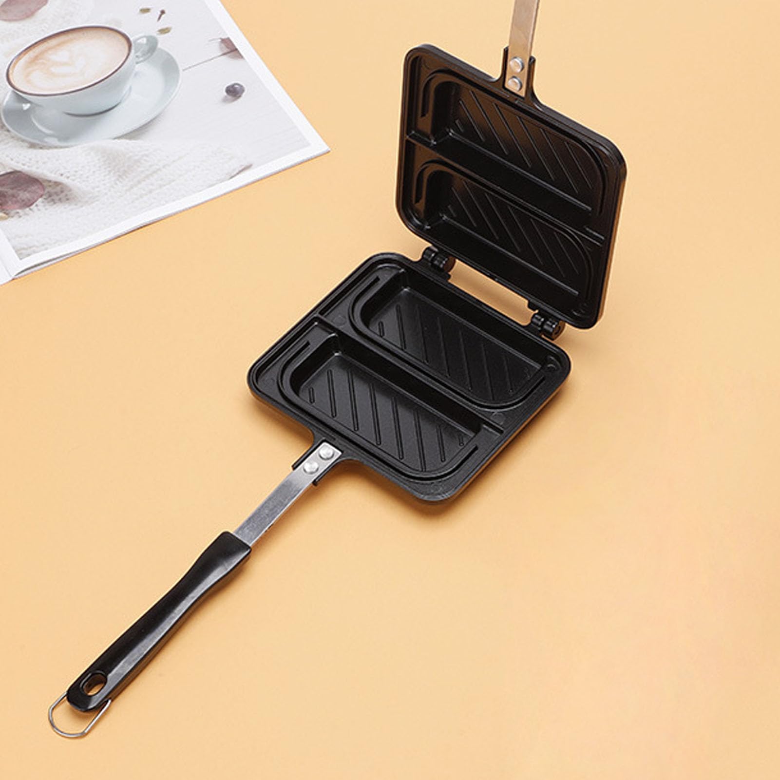 Double Sided Sandwich Baking Pan, Nonstick Sandwich Maker Electric Grilled Cheese Maker Frying Pan for Home Kitchen Sealing Detachable Ideal for Dorm Rooms