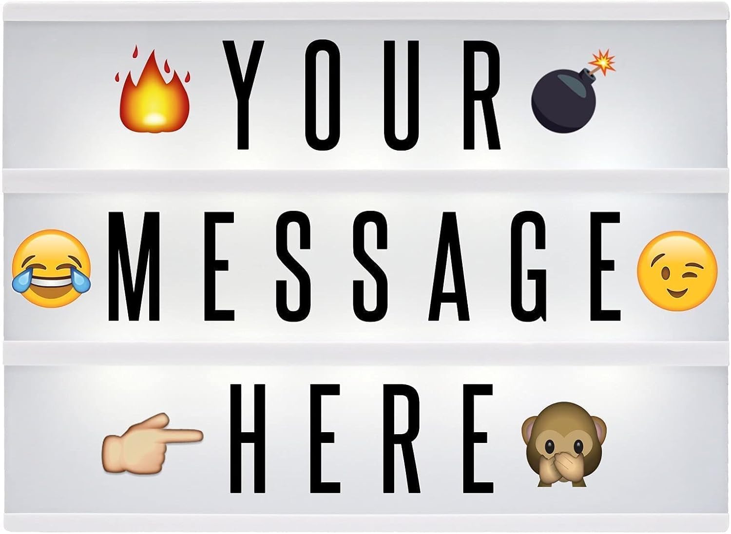 Lightbox with 205 Letters & Emoji Light Up A4 Letter Box LED Wedding Party Disco