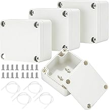 Junction Box Waterproof IP65 Outdoor Electronic Project Box Electrical Accessories Housing Plastic White 63 x 58 x 35 mm Pack of 4