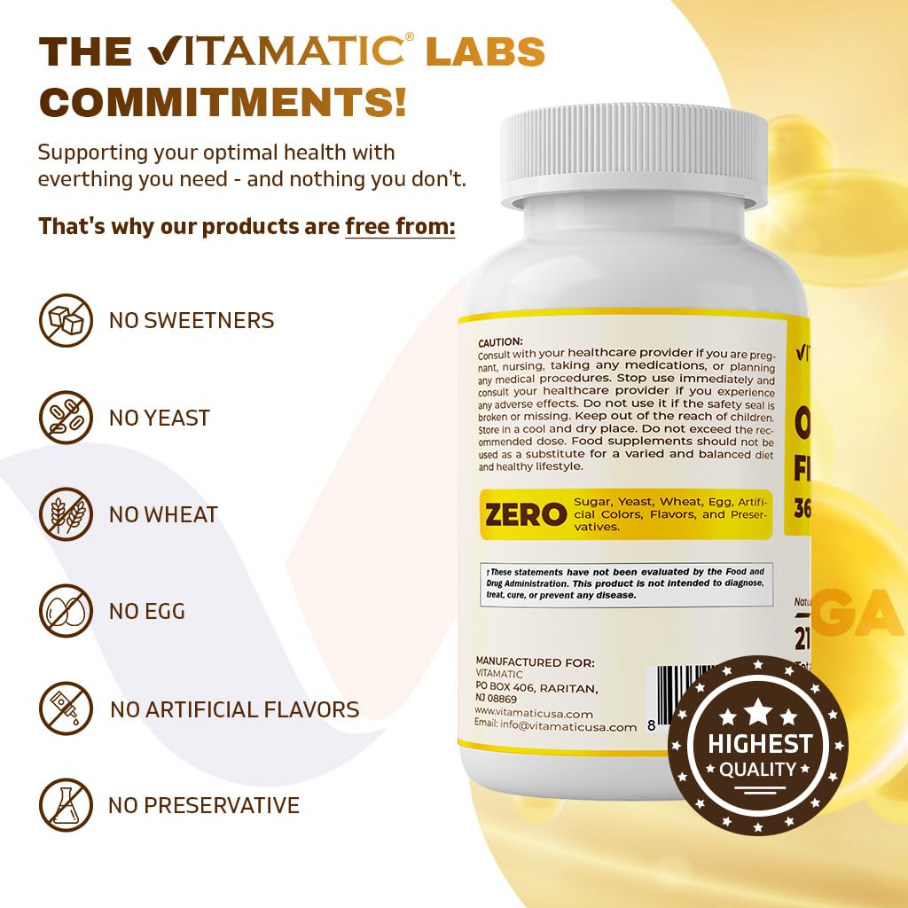 Vitamatic Triple Strength Omega 3 Fish Oil 3600mg Per Serving, 180 Softgels — Amazon image 4
