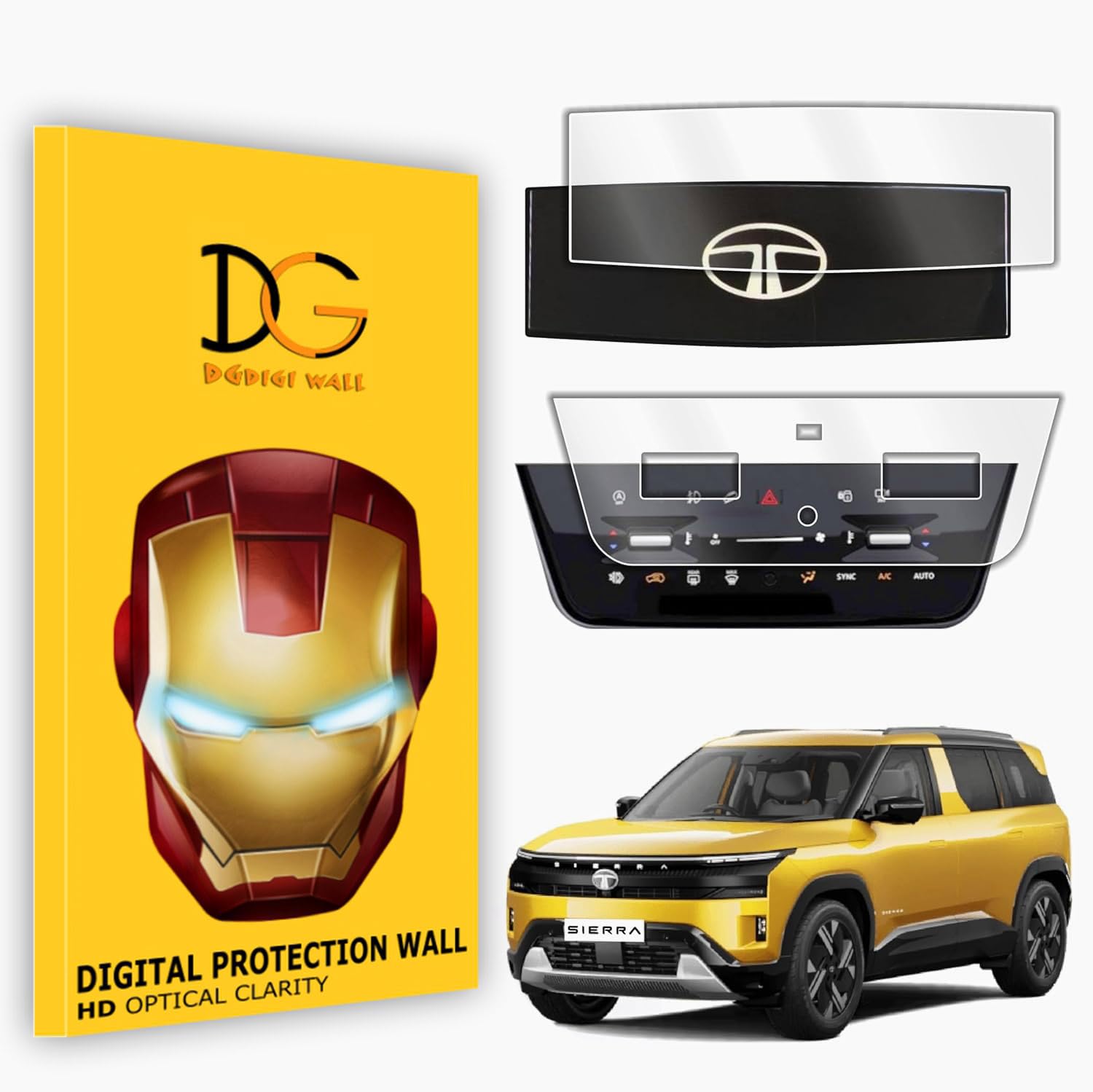 DGDIGIWALL COMBO Screen Guard For TATA SIERRA 2026 SMART+, PURE, PURE+, ADVENTURE, ADVENTURE+, ACCOMPLISHED & ACCOMPLISHED+ AC Panel + Steering Cluster Protector Anti Scratch Water Resistant HD Clarity Tata Sierra 2025 Car Accessory [NOT TEMPERED GLASS] [Clear 9H+ Glossy]-image-44