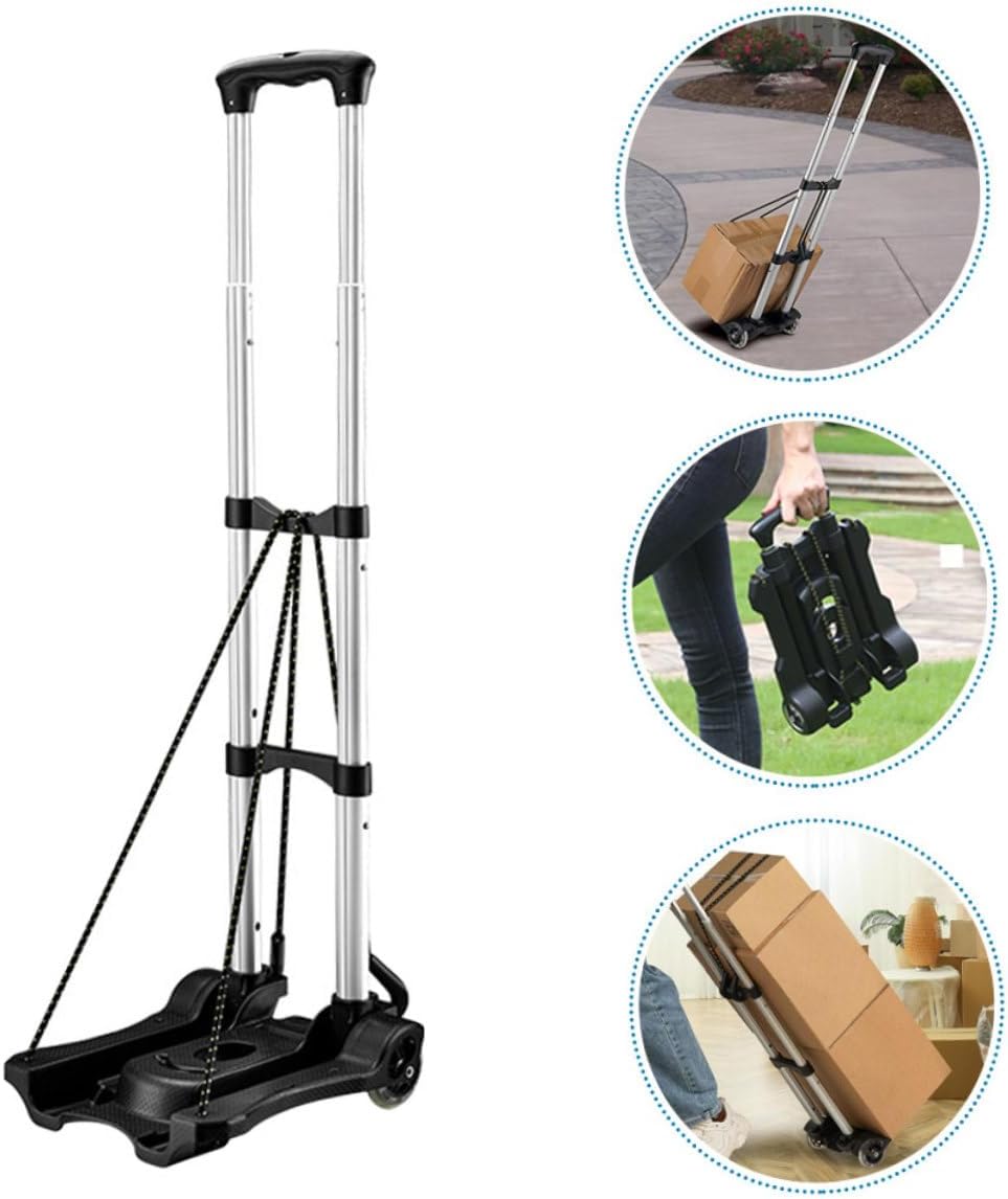 Uonlytech Ergonomic Grip Luggage Cart on Wheels Groceries Cart Dolly Folding Hand Truck for Travel and Shopping
