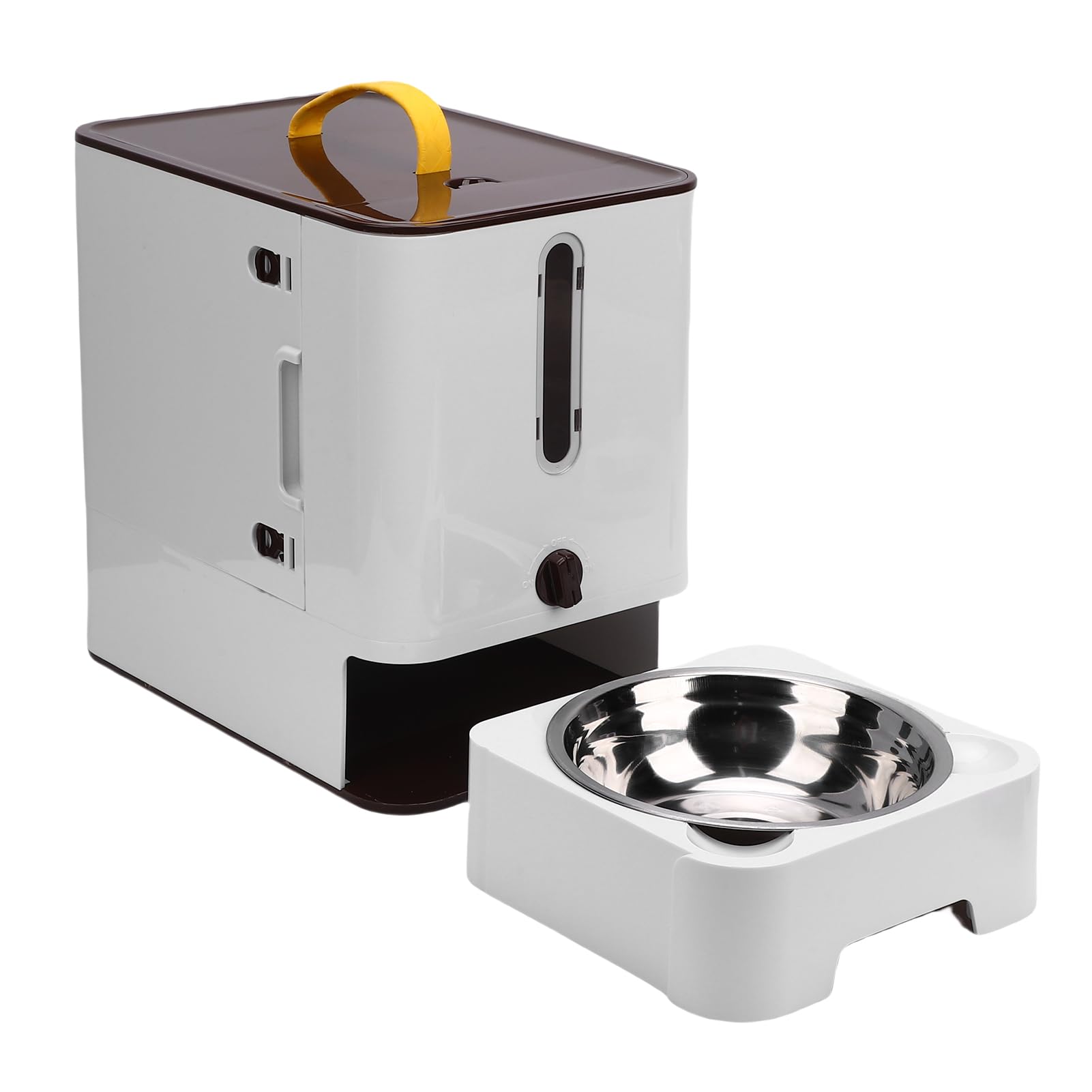 Fabater Contenedor de Almacenamiento Multifuncional con Alimentador para Mascotas con Temporizador Inteligente con Diseño de Sellado, Complemento Práctico para Accesorios para Mascotas, (Marron