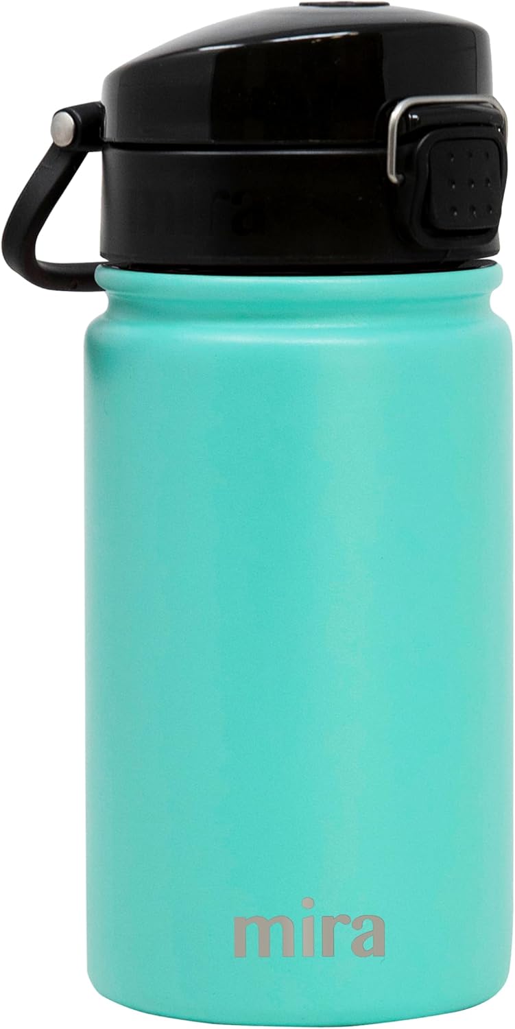 MIRA 12 oz Water Bottle with Spout Lid – Small Portable Vacuum Insulated Stainless Steel Thermo Flask for Travel, Hiking, Gym - Teal