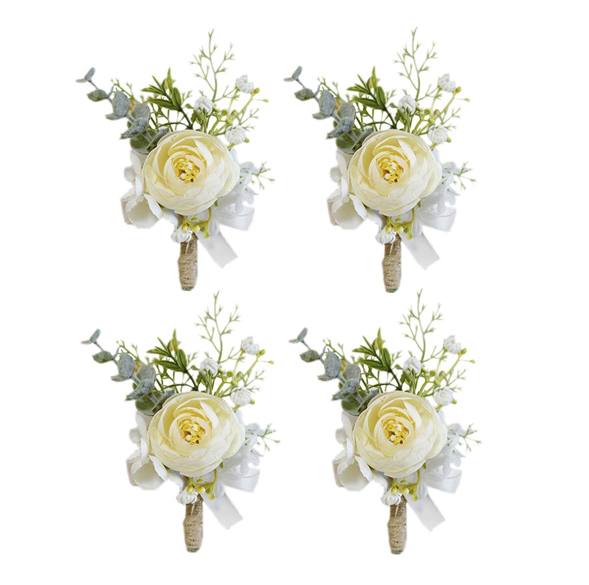 Męski Boutonniere Boutineer z Przypinką Boutonniere Ślub Boutonniere Panny Młody Dziurka na Guzik na ślub Homecoming Bal Kostium Dekoracja, Niebieski 4 szt