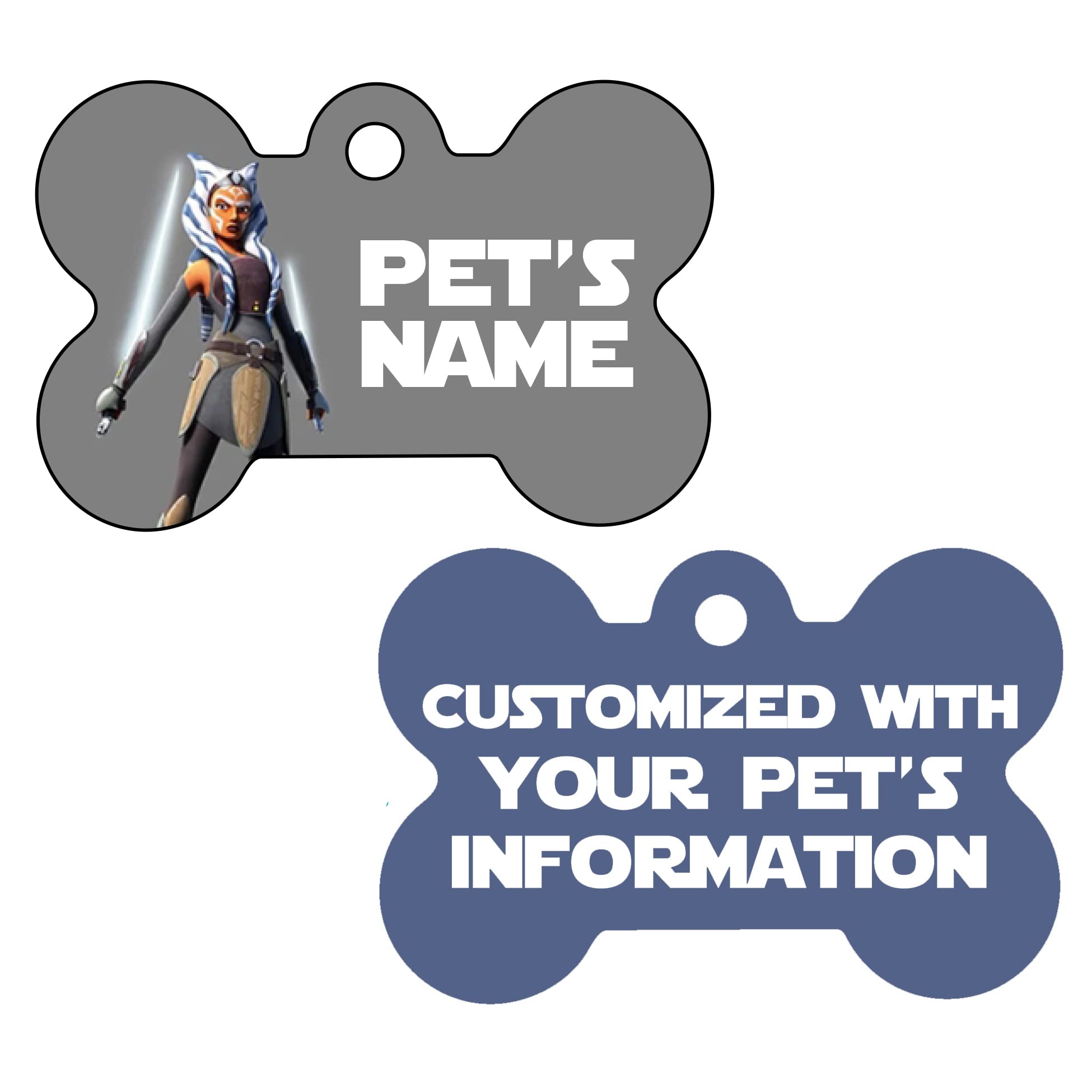 Ahsoka Tano 2-Sided Pet Id Dog Tag | Personalized for Your Pet (Bone Shaped)