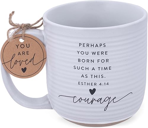 Lighthouse Christian Products Courage Hold Onto Hope Rib - Taza de cerámica texturizada blanca de 20 onzas