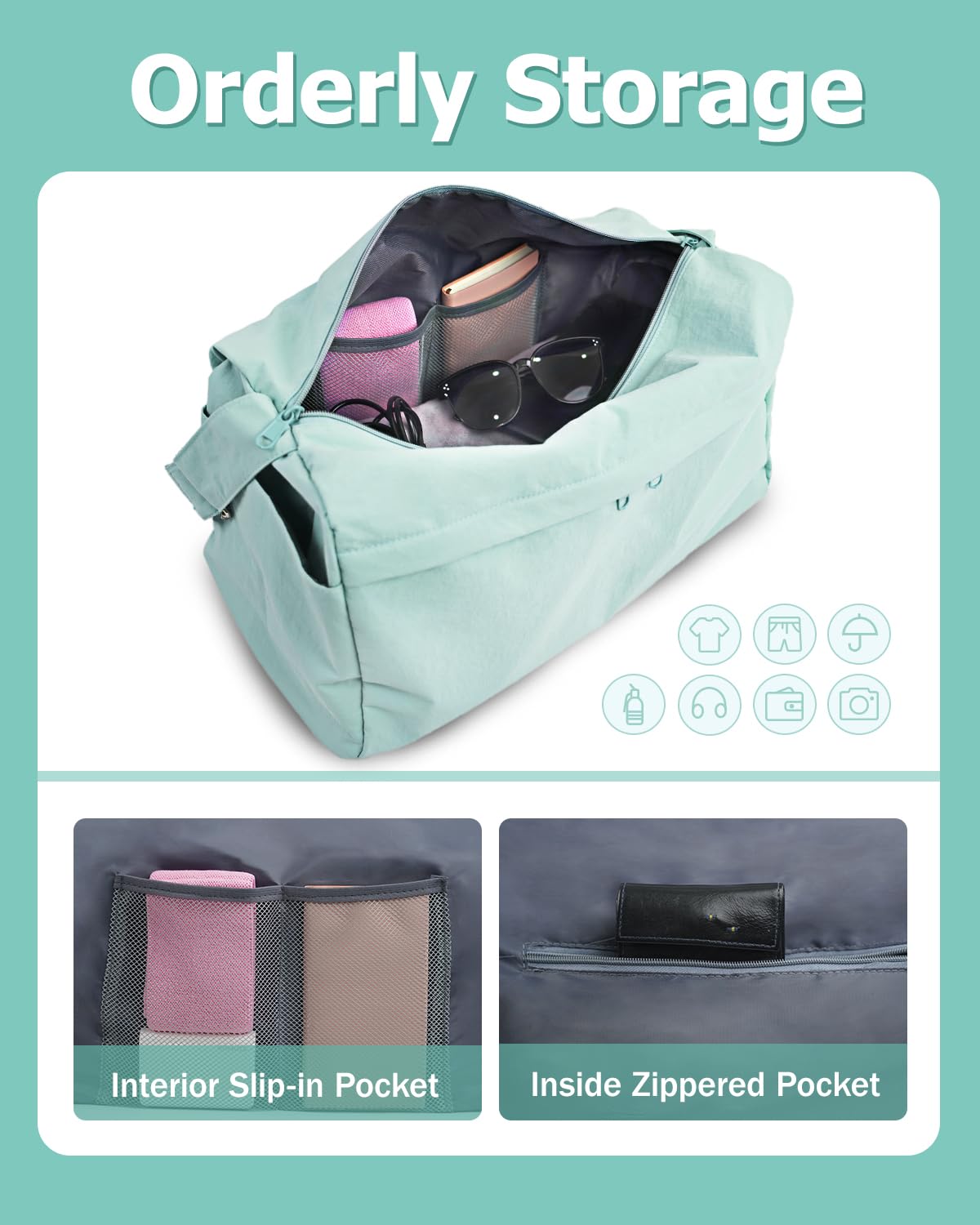 Bolsa de gimnasio pequeña para mujeres y hombres con compartimento para zapatos, pequeña bolsa de viaje con bolsillo húmedo y correa para el hombro, Verde