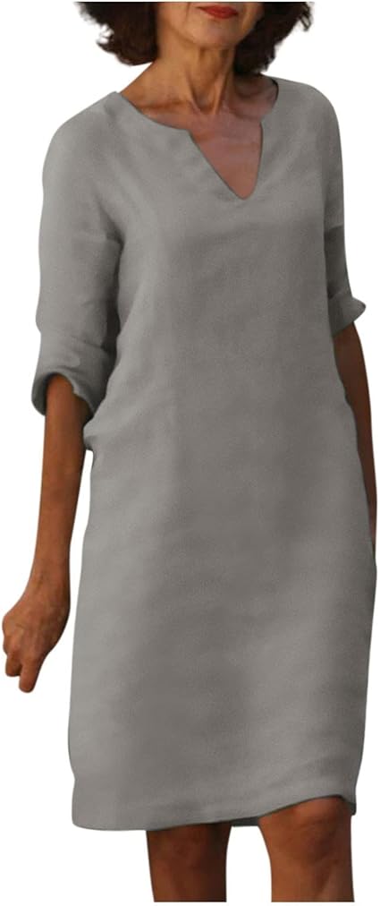 OIOLOYJM Plus Size Summer Dresses for Women 2025 Plus Size Dresses for Curvy Women 3/4 Sleeve Casual Boho Kaftan Dresses