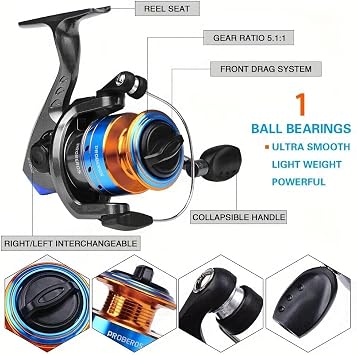 Valkyrie 1.8m Çantalı Motorlu Spin Olta Seti Silikon Rapala Misina Jighead Herşey Dahil Tam Set Ultra Hafif Tasarım