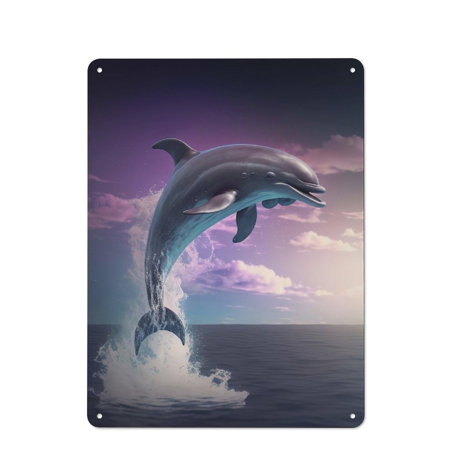 Junmoney Style-20 Dolphins Jumping Rustic Metal Sign 40X30cm For Hobby Room Or Studio, Suited To Hobby Room Decor Fans