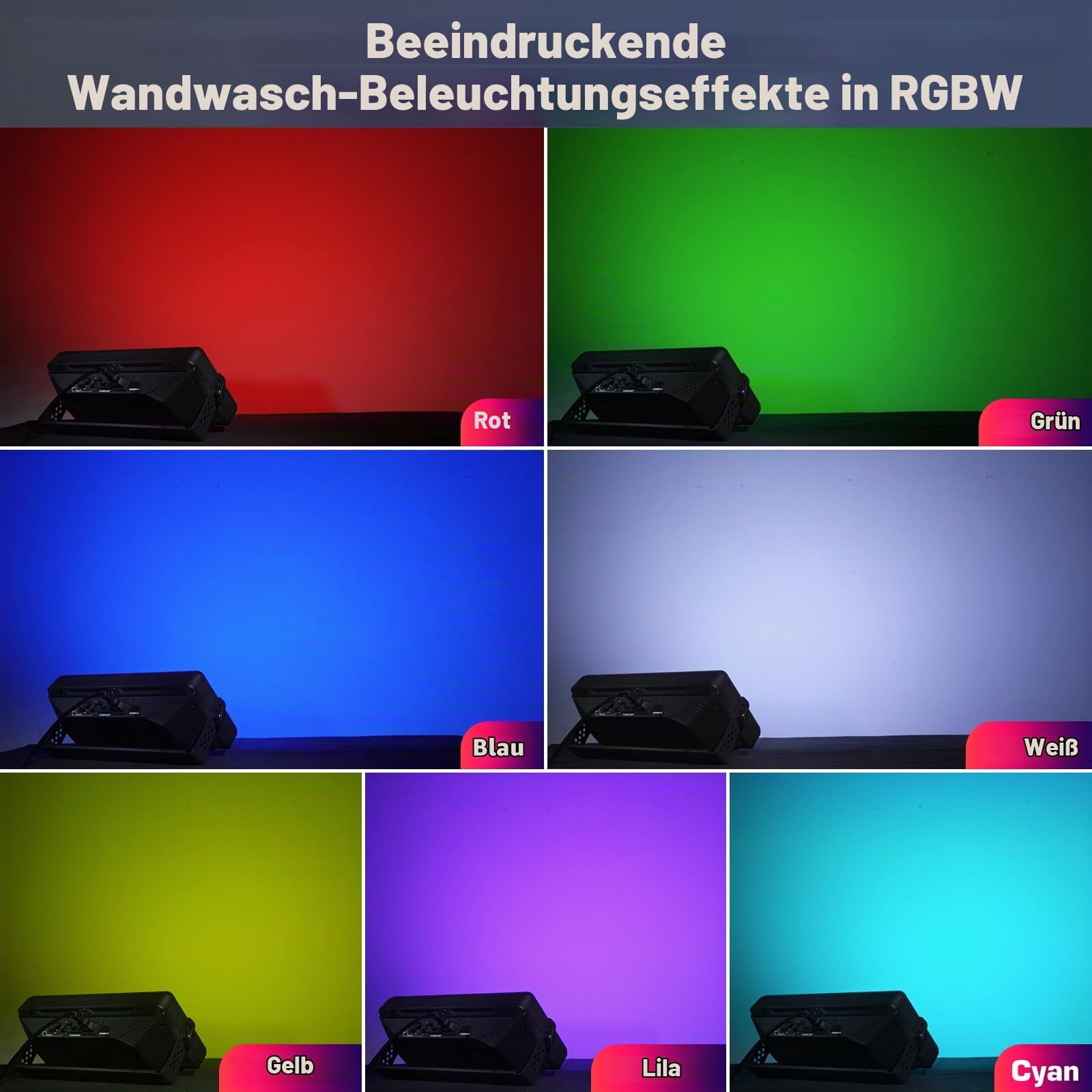 2 Stück 150W LED RGBW Wallwasher 450 LEDs Bar Strahler Strobe Lichteffekte Partylicht Bühnenlicht mit Fernbedienung für Bühne Bar Hochzeit Outdoor Festival
