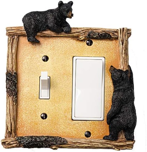 Miniatura 2 de Bear - Cubierta eléctrica para interruptor de placa de interruptor de 2 osos, cubierta combinada de placa de interruptor de pared (combo de palanca