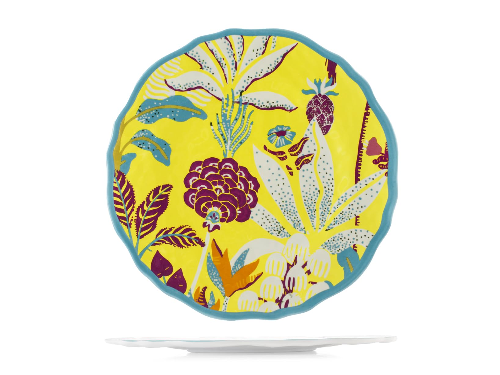 H&H 6 Melamine Plates Blossom 28 Cm With Floral Pattern