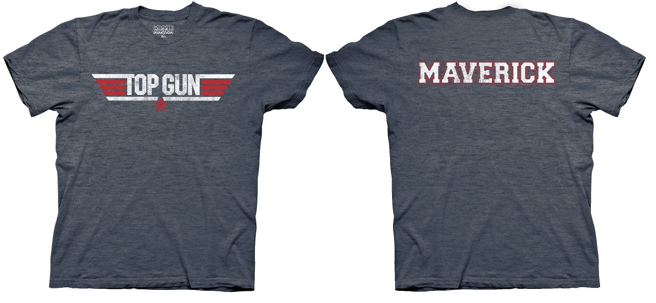 Top GunLogo and Maverick/Goose Name Adult Heather Navy T-Shirt