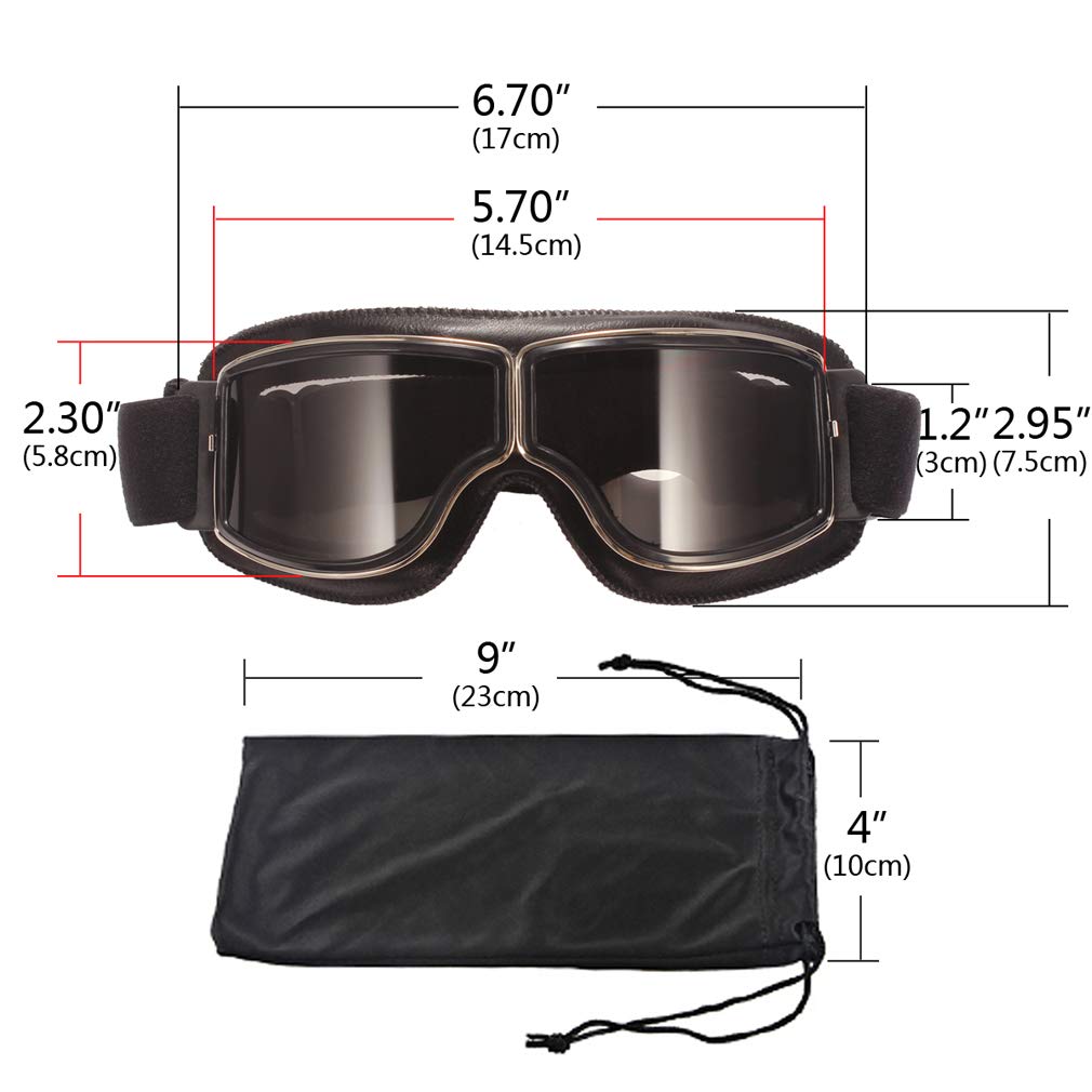 Retro Pilot Motorcycle Goggles Fog-proof Warm Riding Goggles ATV Bike Motocross Glasses Safety Goggles