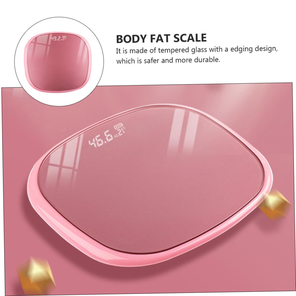VALICLUD Intelligente Digitale Körperwaage USB Wiederaufladbar Schlankes Design 290x260mm Präzise Messung Stoßfest Familiengewicht Fitness und Gesundheitsmonitor mit App Zufällige Farbe
