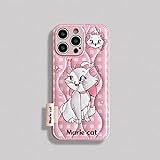 PU Leather Soft TPU Case for Apple iPhone 16 Pro Max Marie Cat The Aristocats Pink Check Bow Floral Butterfly Heart Heart Cartoon Anime Pretty Beautiful Cute Lovely Adorable Kids Girls Women Children