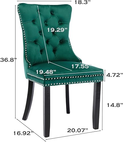 Miniatura 2 de SoarFlash Juego de 4 Sillas de Comedor de Terciopelo, Silla Lateral de Respaldo Alto, Silla Lateral Tapizada Moderna de Alta Gama con Capitoné y