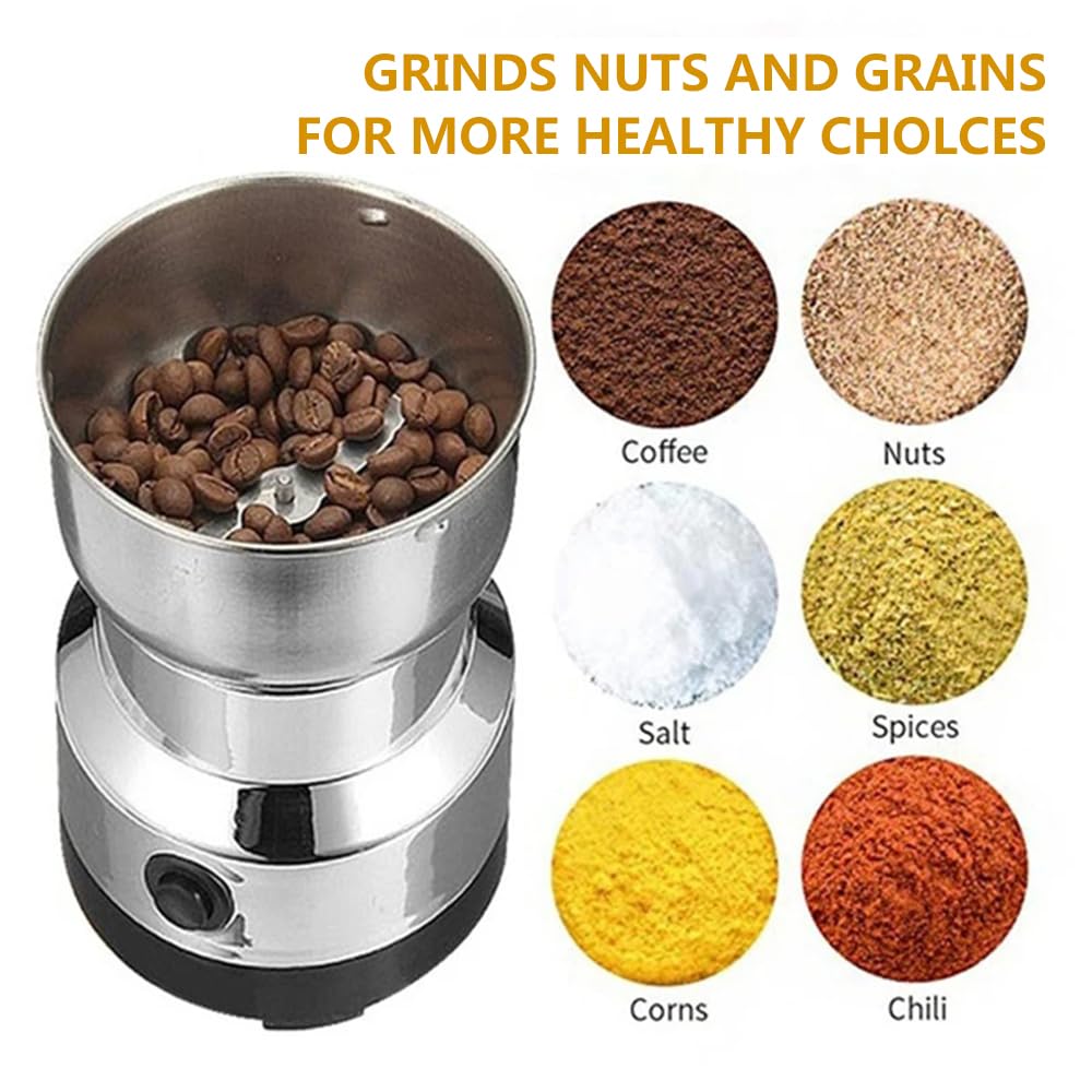 Mini Molinillo Molinillo de Café Máquina Eléctrica de Molienda de Granos Molienda Rápida con Acero Inoxidable 4 Cuchillas para Semillas Arroz Frijoles Condimentos