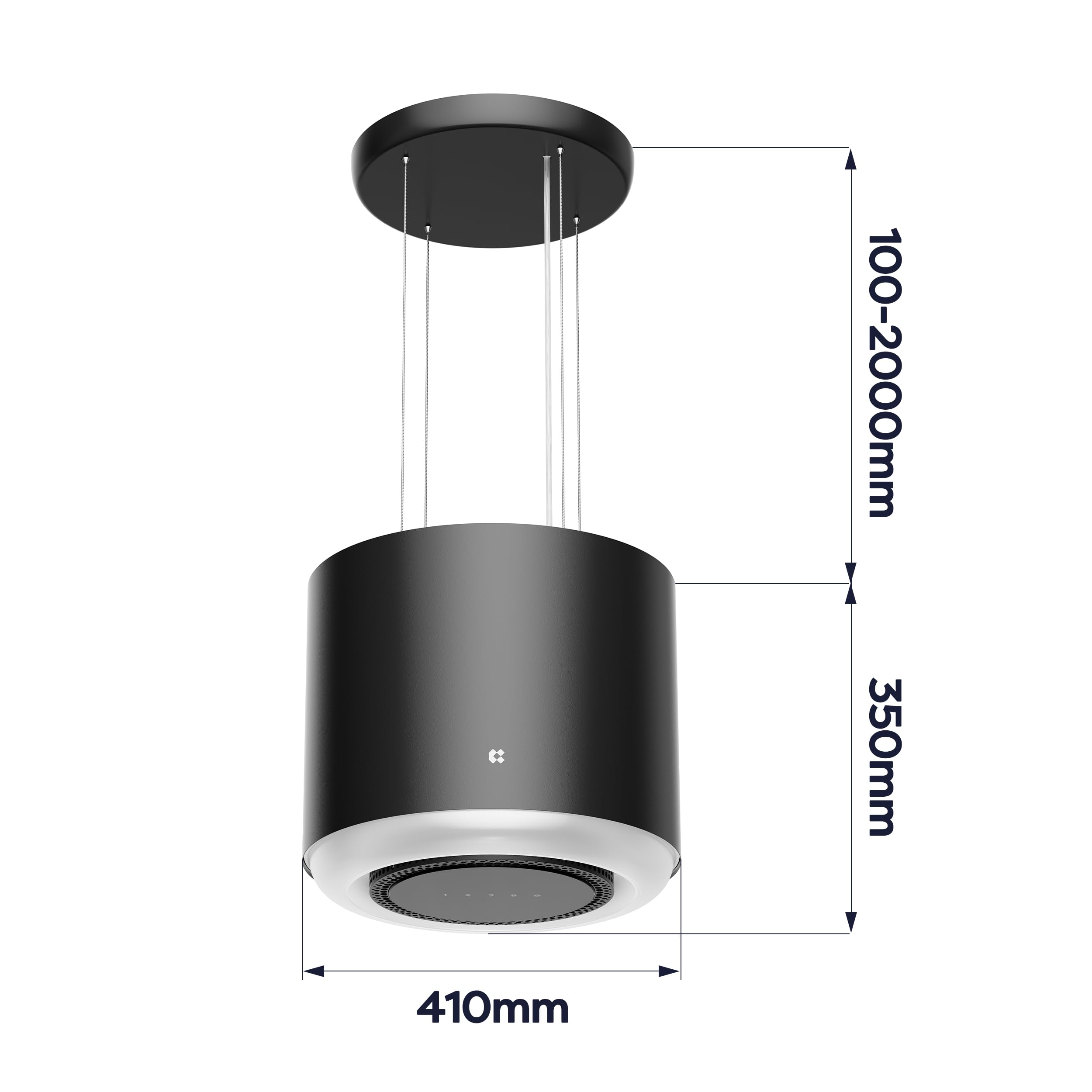 Ciarra Island Cooker Hood 48cm 550m³/ h Airflow CBCB4838 WiFi APP Touch Control Ceiling Hood 4-Speed with Booster Recirculating Kitchen Extractor Fan