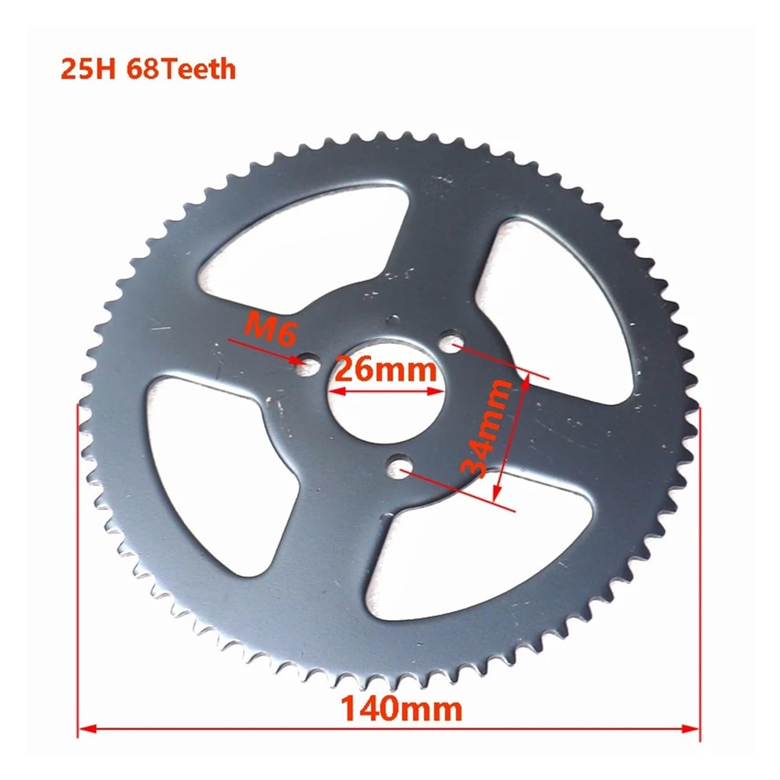 Compatible Con Bicicleta De Bolsillo 49cc, 2 Tiempos, ATV Quad, 25H, 7T, Piñón Delantero Y 68T, 26mm, Trasero, Cadena 136 Eslabones motor motocicleta piñón Kit de Cadena(25H 136 Links Chain)