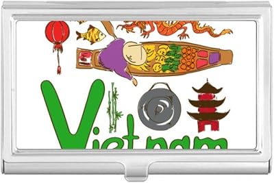 Vietnam National Symbol Landmark Pattern Business Card Holder Case Pocket Box Wallet