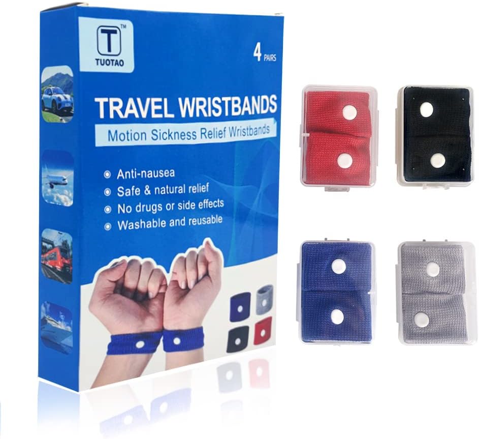 TUOTAO 8 Pcs Travel Motion Sickness Relief Wrist Bands, Sea