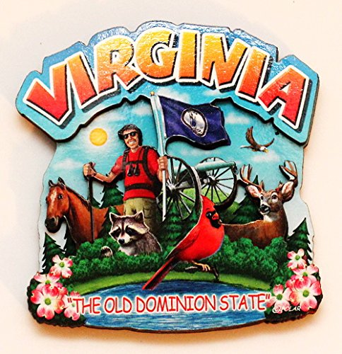 Magneto de madera rectangular Virginia State miniatura 1
