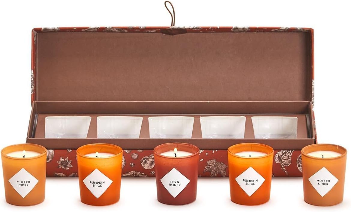 Two's Company Autumn Air Set of 5 Scented Candles in Gift Box in 3 Scents