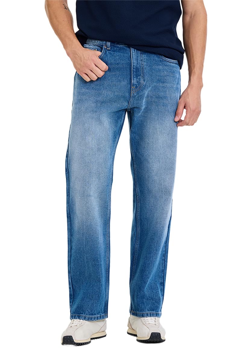 snitch Men Jeans Street Wear | Straight Fit Mid Rise Knee Rip Pattern & Whiskered Effect | 100% Cotton Denim Breathable & Durable Fabric for Casual Outings & Daily Use-picture-19