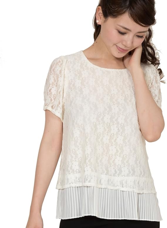 Amazon ブラウス フォーマル 白 半袖 夏服 レース プリーツ レディース Marycoco メアリーココ Pww 415 イブニングドレス 通販