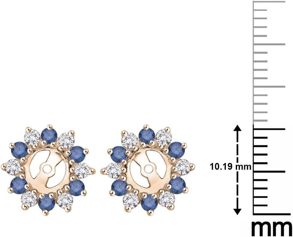 KATARINA 1/2 Cttw Natural Blue and White Diamond Earring Jackets for Women in 14K Gold (J-K Color, I2-I3 Clarity)
