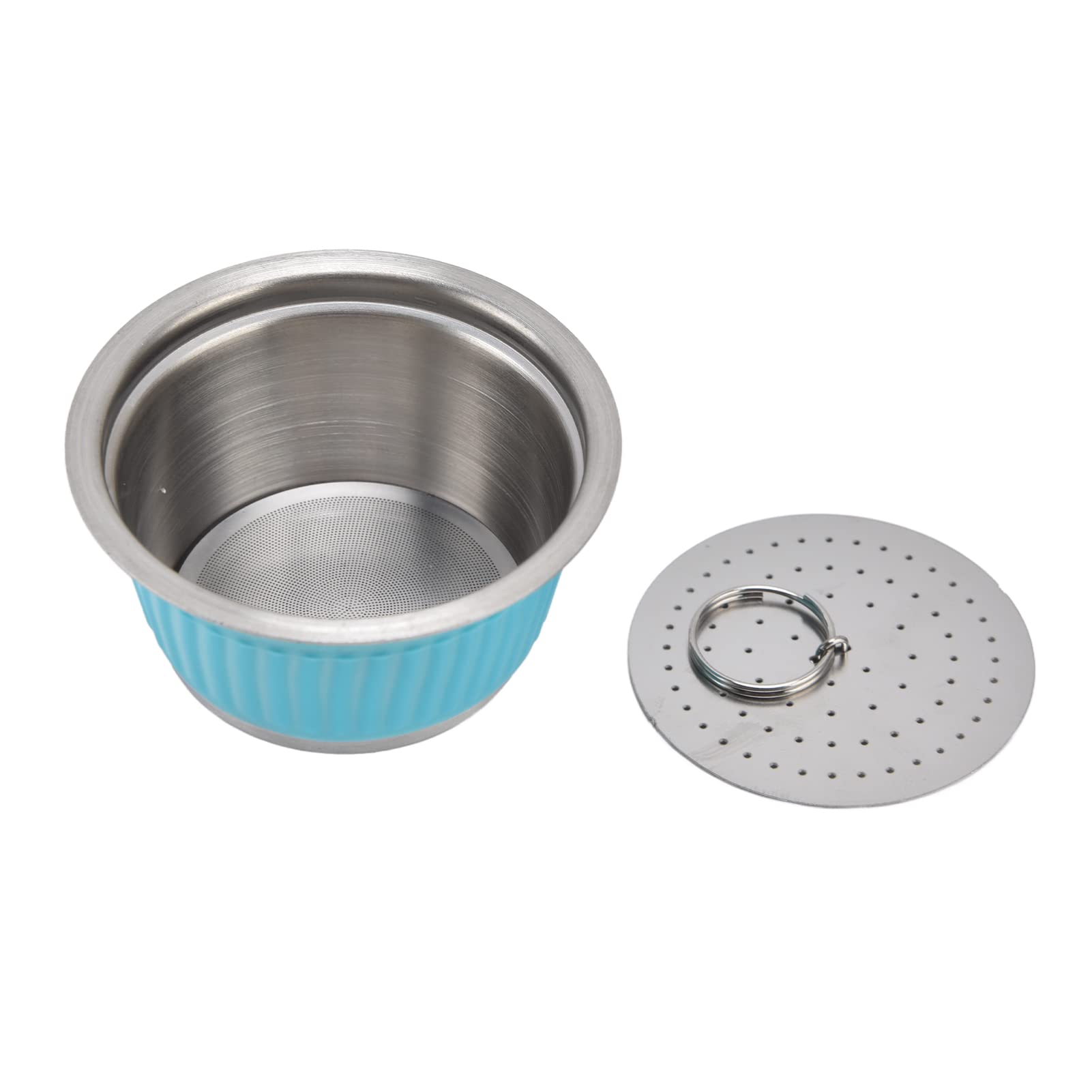 Reusable Coffee Capsule Set, Food Grade Healthy Coffee Capsule Filter Cup 40ml Spoon 6PCS/Set Sturdy Durable with Brush for Home(Blue)