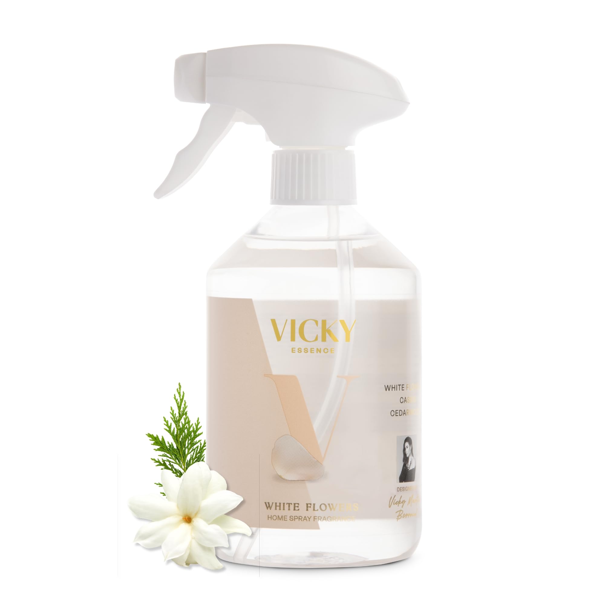 VICKY ESSENCE HOME SPRAY White Flowers 500ml | Ambientador del Hogar | Fragancia Flores Blancas | Perfume para Casa | Absorbe Olores