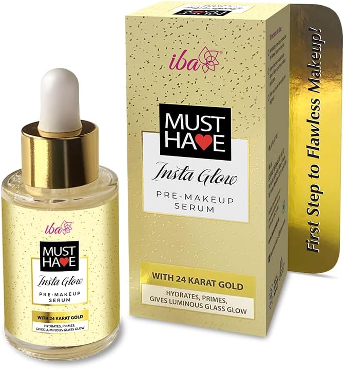 Must Have Insta Glow Pre-Makeup Serum 30ml | with 24K Gold | Primer Serum For Face Make-Up For Nourishes And Brightens Skin | Hydrates Primes Gives Luminous Glass Glow