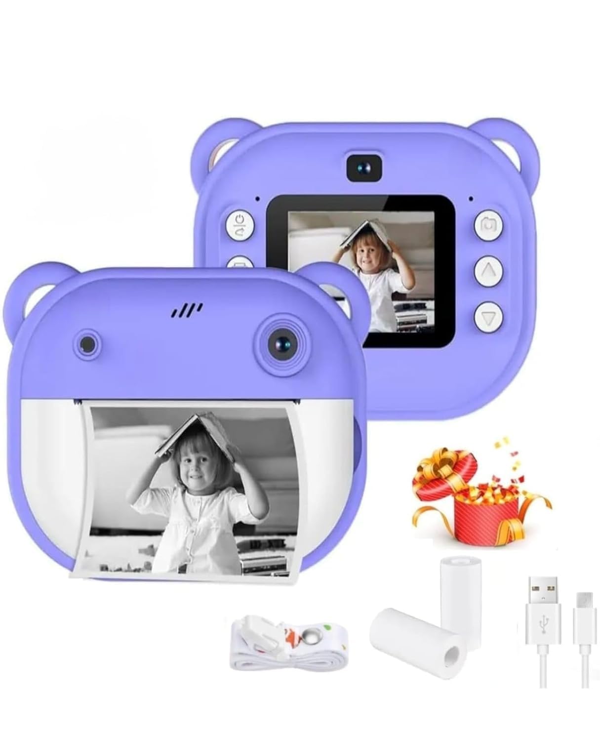 Kids Instant Print Camera | Mini Digital HD Photo & Video Camcorder with Games | Selfie Camera Toy for Boys & Girls | Birthday Gift for Kids (Random Color)
