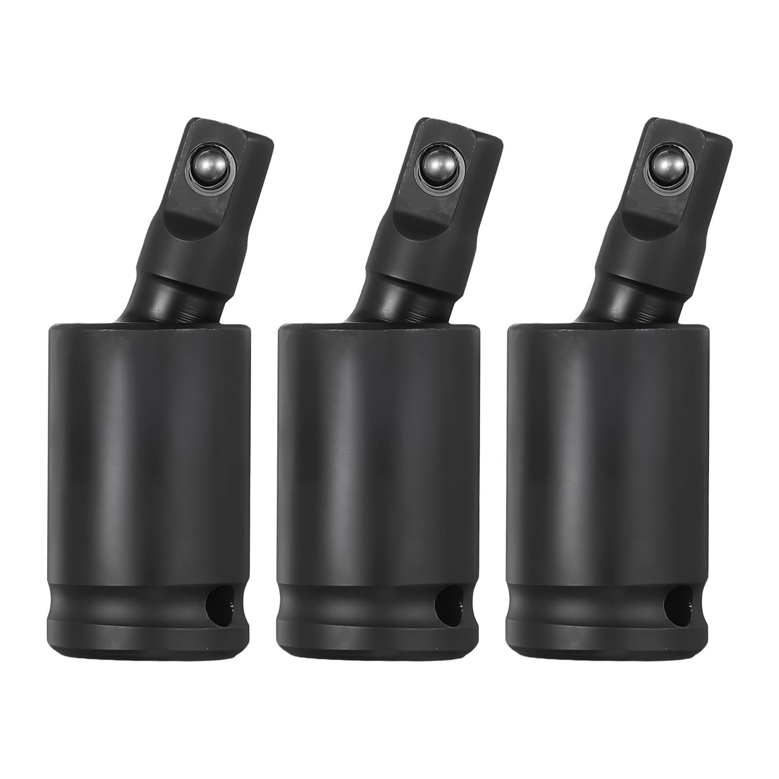 sourcing map 3 Pcs Universal Joint Socket Adapter 1/4" CR-MO Steel Impact Swivel Socket Adapter Universal Joint for Wrench Driver Tool, Black