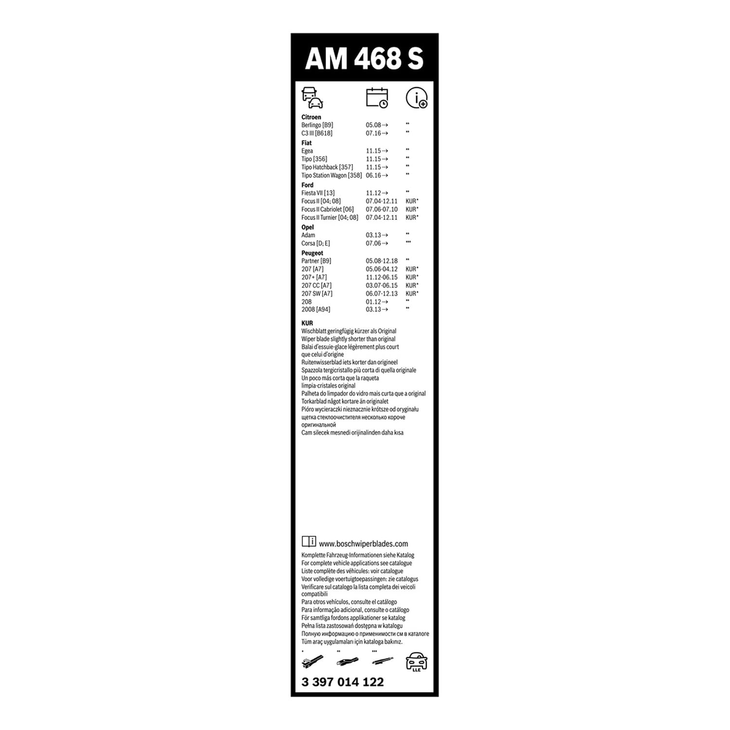 BOSCH Aerotwin Silecek Seti Opel Corsa D (2006-2019) [650/400 mm] AM468S 3397014122