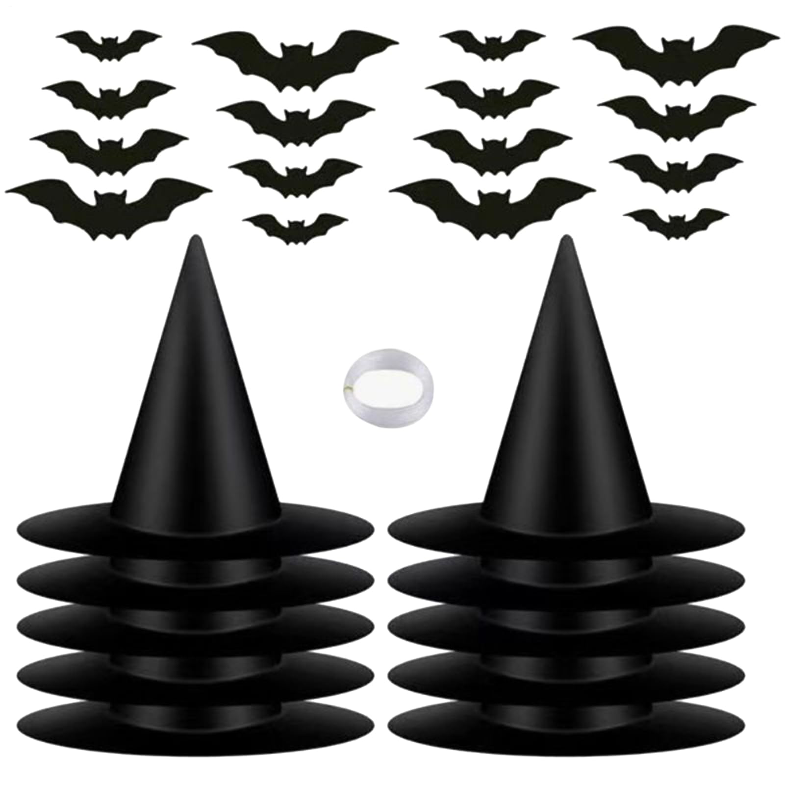Chapeau de sorcière Halloween avec chauve-souris et suspension nylon extérieur