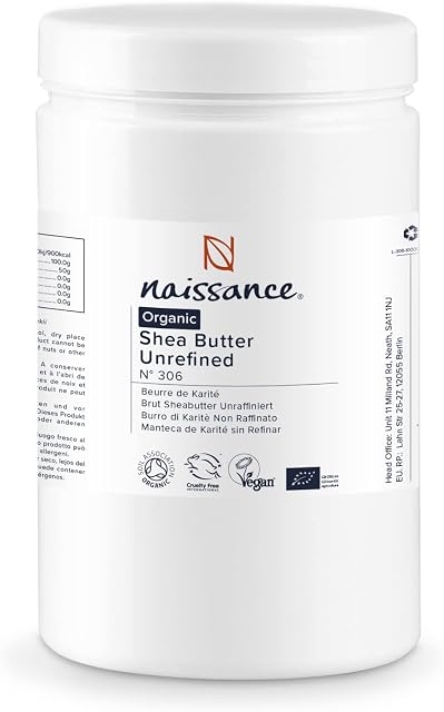 Naissance Organic Shea Butter (no. 306) 1kg - Pure, Natural, Certified Organic, Unrefined, Hand Kneaded, Vegan and Fragrance Free