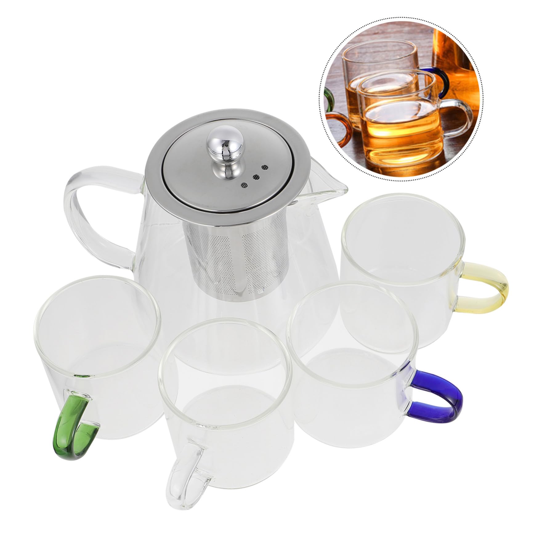 Tetera Colador De Resistente Al Calor Para Tetera Hirviendo Incluye y Tazas Para Preparar Té