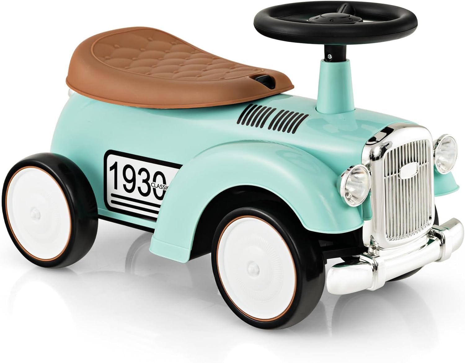FANTASK Rutschauto mit Stauraum & Kippschutz in Grün, Rutscherfahrzeug, Kinderfahrzeug mit Lenkrad & Sound, Rutscher Kinderauto für Kinder ab 1 Jahr