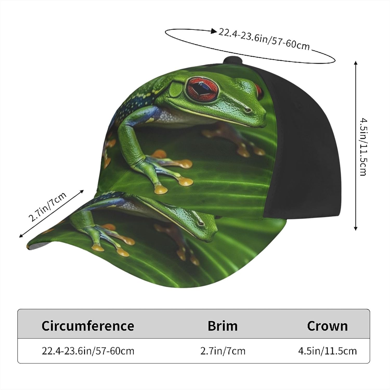 Animal Frog Green Leaf Leaves Baseball Caps for Women Men Golf Dad Hat Adjustable Sun Hat Fashion Sports Caps