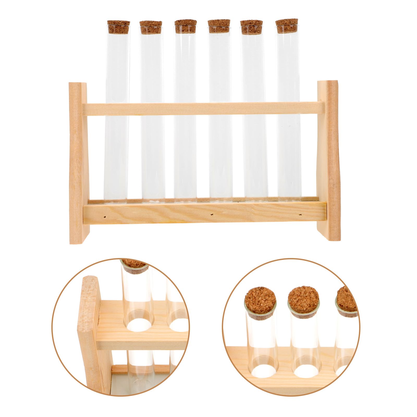 SHINEOFI Tube À Essai Et Support À Essai En Bois 6 Tubes 0.79x5.91 Pouces Porte-Éprouvettes Multifonctionnel Pour Laboratoire École Maison Avec Rack De Stockage