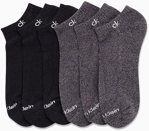 Image of Calvin Klein Mens No Show Socks - 6 Pack Soft Cotton Blend Cushioned Athletic Low Cut Socks for Men for Sports and Running